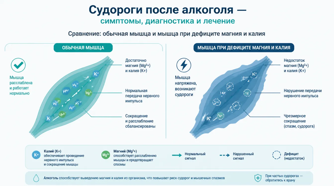 Дефицит калия и магния в мышце после употребления алкоголя