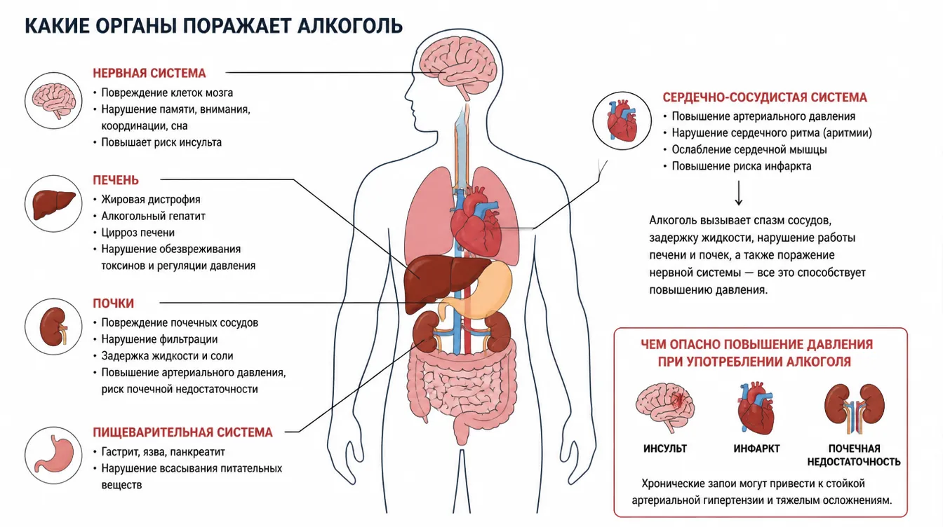 Какие органы поражает алкоголь