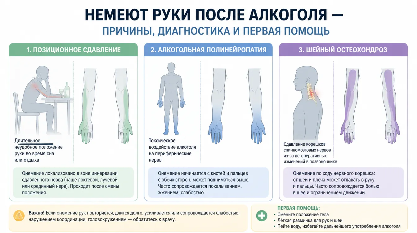 Немеют руки после алкоголя - причины