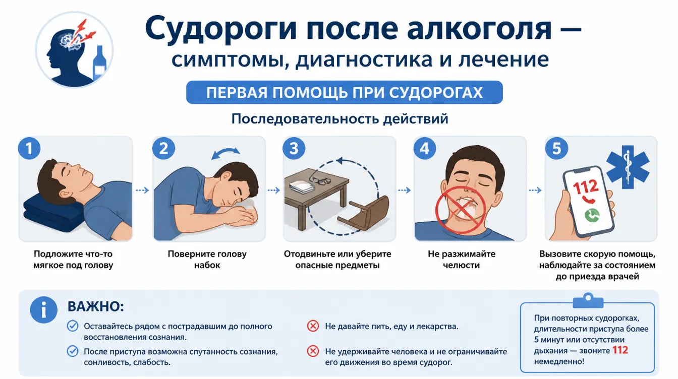Первая помощь при судорогах после алкоголя