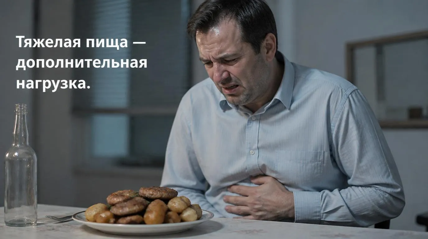 Тяжелая пища нежелательна после запоя