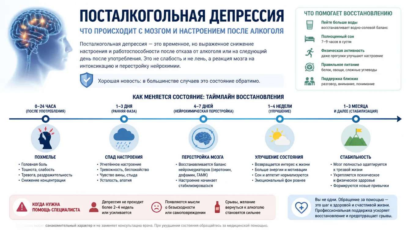 Хронология восстановления от посталкогольной депрессии