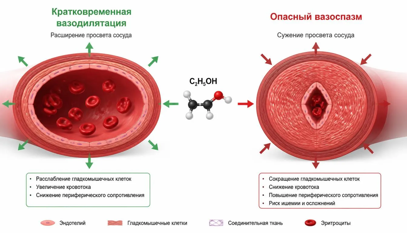 Механизм влияния этанола на сосуды