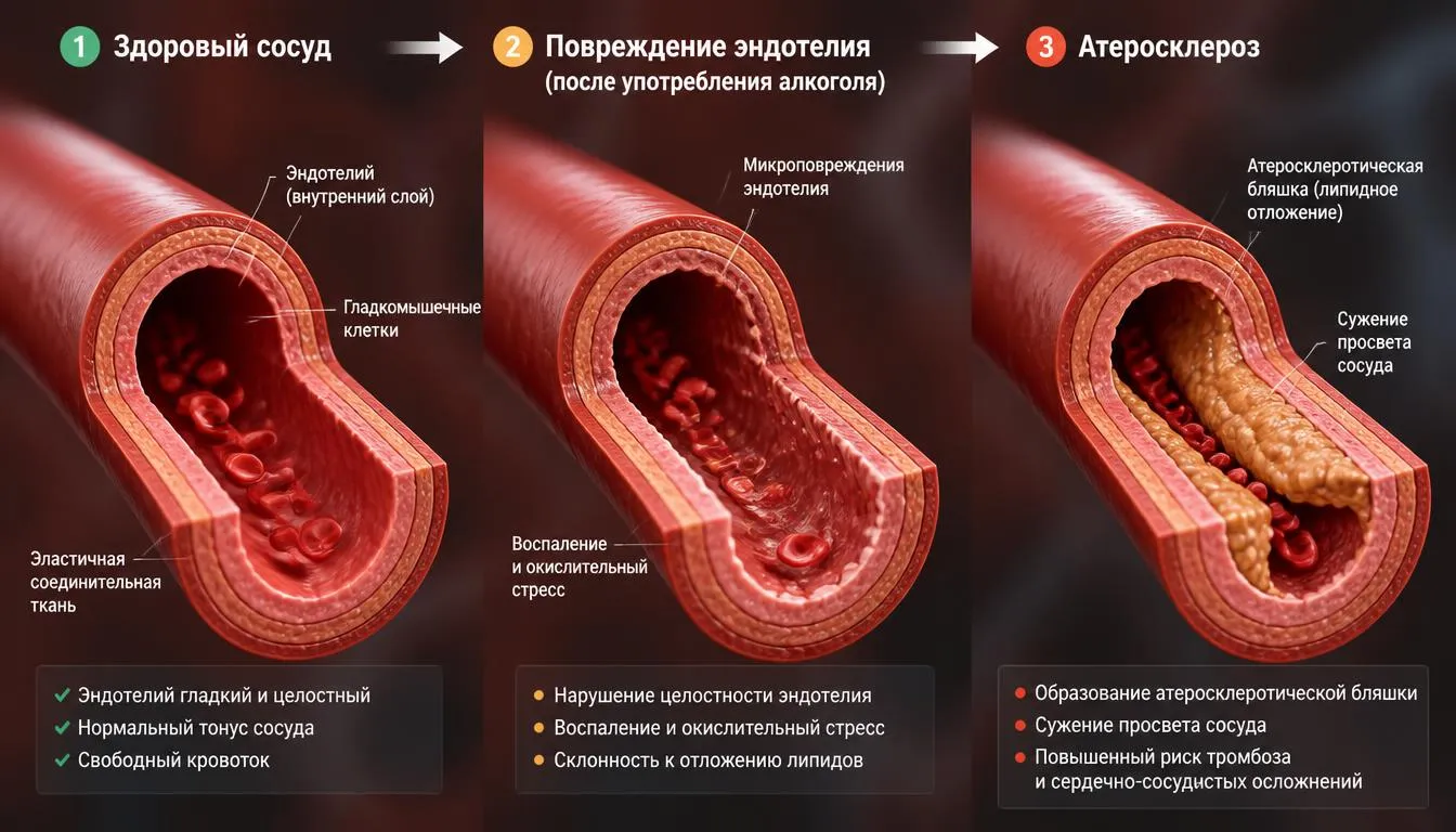 Риск атеросклероза при систематическом употреблении алкоголя