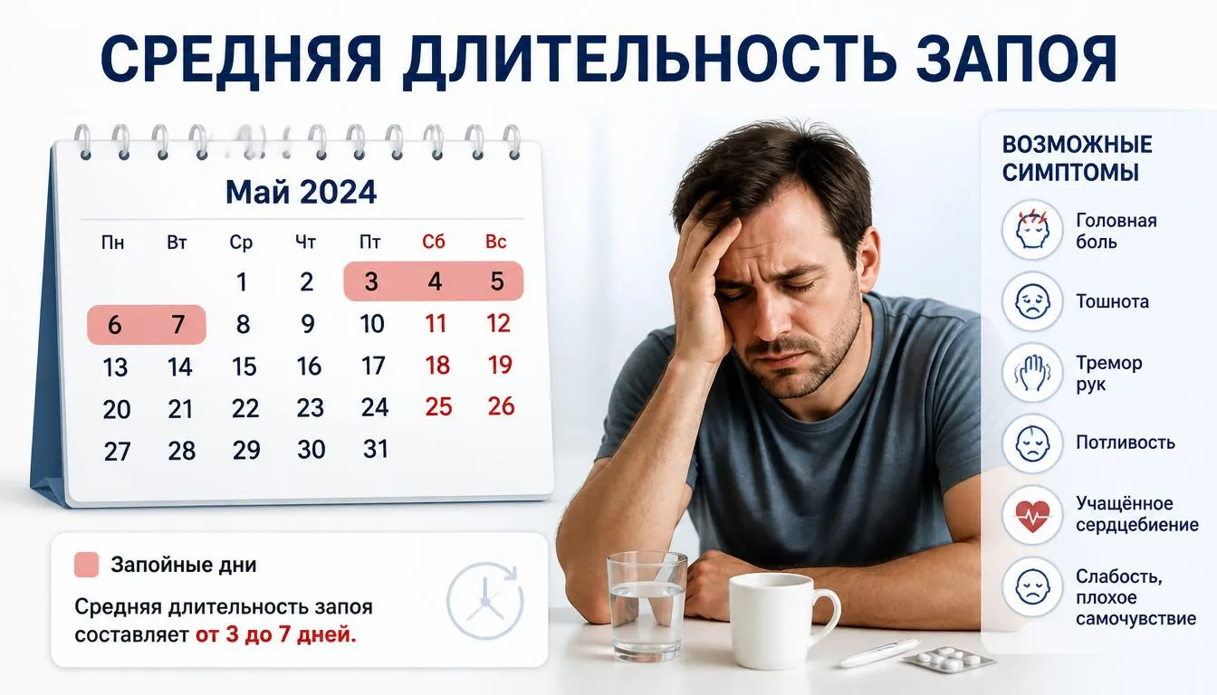 Средняя длительность запоя